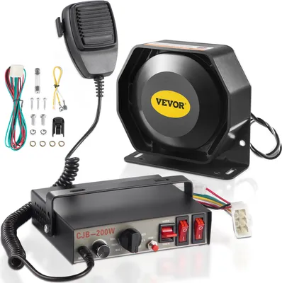 Produktbild von VEVOR výstražný reproduktor do auta 200 W 12 V, siréna do auta 9 tónov univerzálna policajná, požiarna siréna, klaksón, reproduktor, výstražný klaksón z plastu, výstražný reproduktor s ručným mikrofónom
