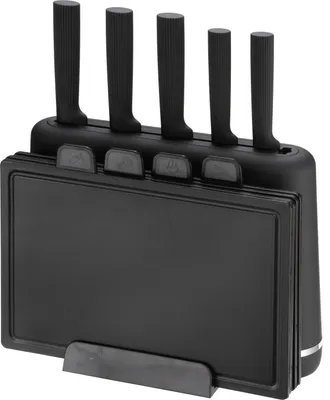 Produktbild von mellerware MR-1412-Black Knife set with block+ Cutting board Black