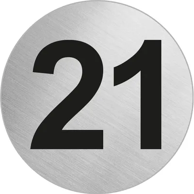 Produktbild von Türnummer Zimmernummer aus Edelstahl "21" Ø 60 mm selbstklebend
