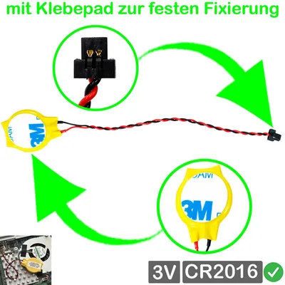 Produktbild von RTC CR2016 BIOS Batterie CMOS Knopfzelle Akku Battery mit Steckerkabel für HP ProBook 445 G7 1B7W9ES, 445 G6 6EC88ES, 430 G6 5TL27ES, 430 G6 8VV18ES