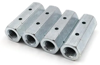 4x Stangmoer M12 - 55 mm - Sechskant - Vernickter Stahl