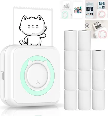 Produktbild von All-in-One Mini-Drucker Thermodrucker Bluetooth Multifunktions-Fotodrucker für Smartphone Drahtloser Sofortbild-Thermodrucker mit 11 Thermopapierrolle Kompatibel mit iOS Android