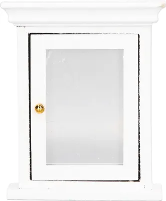 Obrázek produktu pro Domeček pro panenky Bílá zrcadlová skříňka Miniaturní zrcadlový koupelnový nábytek pro domeček pro panenky 1:12