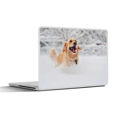Produktbild von MuchoWow® Laptop Aufkleber Sticker Cover Hund - Schnee - Winter 36.5x27.5 cm - Laptop-Sticker