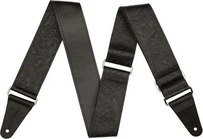 Zdjęcie produktu dla Fender Tooled Leather Guitar Strap 2'' Black Pasek do gitary