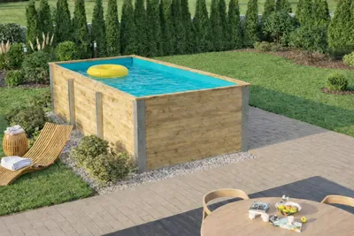 Produktbild von Massivholzpool Siargao Gr. 1, Folie Türkis, 45 mm Wandstärke