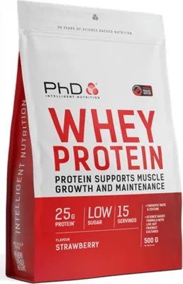 Produktbild von PhD Whey Protein (500g) Strawberry - Eiweiße - Molkenprotein-Konzentrat