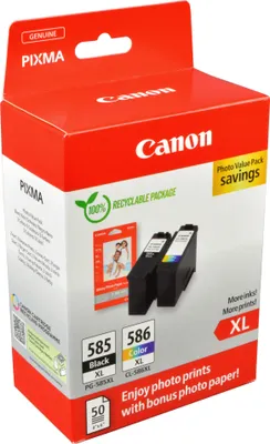Obrázok produktu pre Canon PG-585XL/CL-586XL Photo Value Pack - 2 balenia - vysoká výťažnosť - čierna, farebná (azúrová, purpurová, žltá)