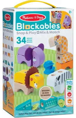 Produktbild von Melissa & Doug Blockables Safari Bauset, 34 Teile, 2 Jahr(e), 34 Stück(e), Holz