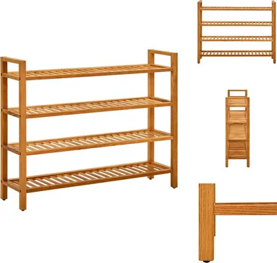 Produktbild von vidaXL Schuhregal mit 4 Etagen 100x27x80 cm Massivholz Eiche -  Schuhregale & -schränke
