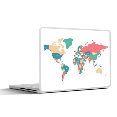 Produktbild von MuchoWow® Laptop Aufkleber Sticker Cover Weltkarte - Rosa - Blau - Einfach 30x21 cm - Sticker für Laptop - Selbstklebend