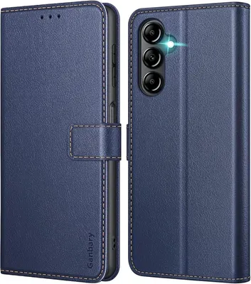 Produktbild von Handyhülle Samsung Galaxy A14 4G 5G Leder Blau Kartenschlitz Magnet Standfunktion