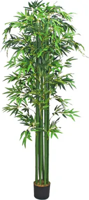 Image de Bambou Plante Arbre Artificielle Artificiel Plastique 210cm avec Bois Véritable Domaine Interne Decovego