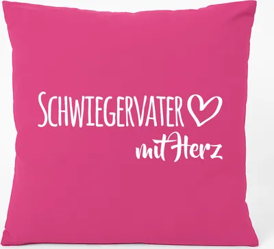 Produktbild von Huuraa Kissen Schwiegervater mit Herz 40x40cm mit Füllung Fuchsia Baumwolle Dekokissen Geschenkidee