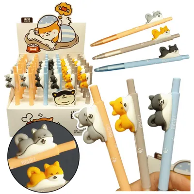 Produktbild von Kugelschreiber mit Shiba-Hundefigur, blaue Tinte, 0,5 mm