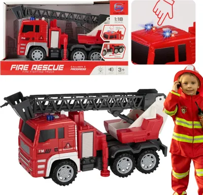 Produktbild von Feuerwehrauto, Feuerwehrfahrzeuge für Kinder, Kinderfeuerwehr LED, KLANG 1:18 3+