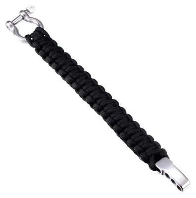 Produktbild von DonDon Herren Survivalarmband Paracord Outdoor Armband geflochten schwarz