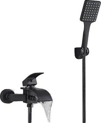 Obrázek produktu pro Vana s baterií, nástěnná montáž, včetně ruční sprchy, černá A