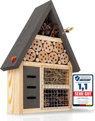 Produktbild von PATKAR Insektenhotel wetterfest [EXTRA STABIL] - Hummelhaus aus hochwertigem Holz ( Europe) - Premium Hummelkasten für Bienen, Wildbienen, Marienkäfer & Schmetterlinge - Wildbienen Nisthilfe