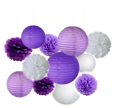 Produktbild von 12 Stück Seidenpapier-Pompoms und Wabenbälle Dekorpapier-Set für Feiern