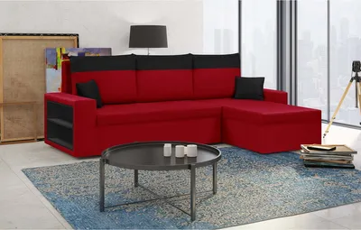 Produktbild von Ecksofa mit Schlaffunktion PABLO1 - Rot/Schwarz