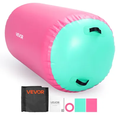 Produktbild von VEVOR Airtrack Rolle 120 x 75 cm Aufblasbare Turnrolle mit Pumpe Pink, für Turnhallen, Schulen, Vereine und Gärten, 200 kg Tragkraft, Einstellbarer Luftdruck, Silikongriffe, Schlauch und Tasche
