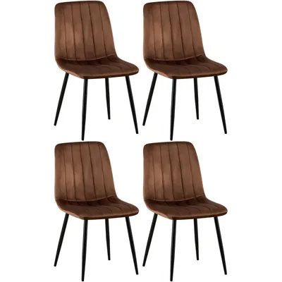 Produktbild von CLP 4er Set Stühle Dijon mit Lehne braun Material Samt