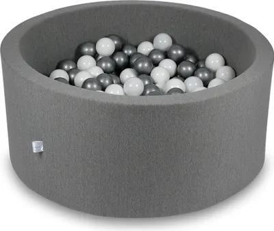 Zdjęcie produktu dla Suchy basen 90x40cm szary z piłeczkami 300szt: białe, srebrne