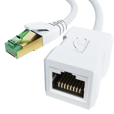 Produktbild von KabelDirekt – Cat-7-LAN-Verlängerung – 5m – 10 Gigabit, Nylon, Weiß