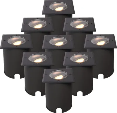 Produktbild von hoftronic LED-Bodeneinbaustrahler 4W GU10 2700K dimmbar IP67 Schwarz Set 9 Stück