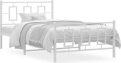 Obrázek produktu pro Postel s čelem a nohou kovová bílá 107x203 cm