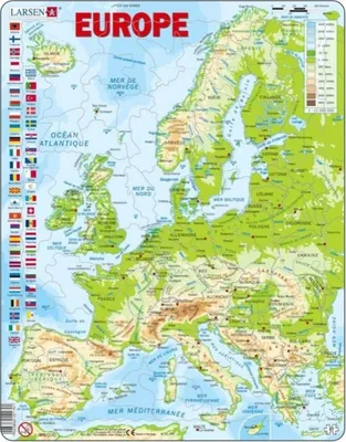 Produktbild von LARSEN Puzzle Geographische Karte von Europa (Englisch) 87 Teile