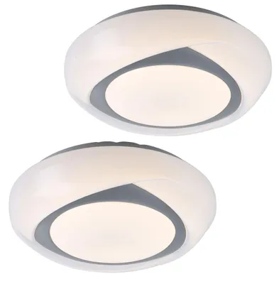 Produktbild von 2er Set LED Deckenleuchte, Metall, weiß, rund, D 35 cm