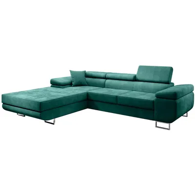 Produktbild von Beautysofa Ecksofa ALONS L-Form mit Schlaffunktion und Bettkasten Velour-Stoff in Flasches grün, Seite links