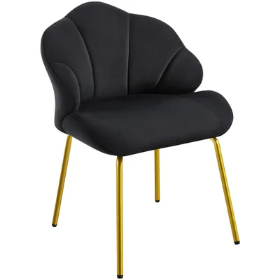 Produktbild von Yaheetech Esszimmerstuhl Polsterstuhl in Muschelform, Schminktisch Stuhl mit Metallbeinen, Wohnzimmer/Schlafzimmer, Schwarz