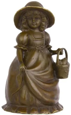 Produktbild von Casa Padrino Jugendstil Tischglocke Mädchen mit Korb Bronze / Gold 7,1 x 6,5 x H. 12,4 cm - Tischklingel Service Glocke aus Bronze - Hotel & Gastronomie Accessoires