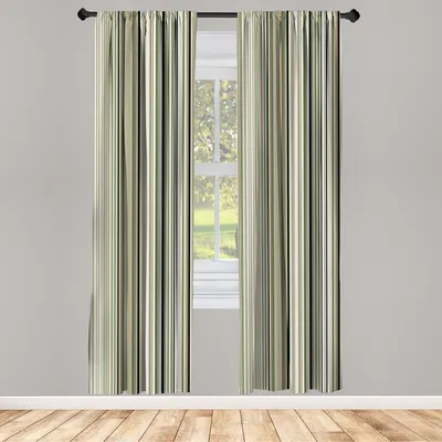 Produktbild von ABAKUHAUS Gestreift Vorhänge 2 Panel Set für Wohnzimmer Schlafzimmer Nachbildung, Blau Lila Teal Aqua Lavendel Farbigen Vertikalen Streifen Geometrische Abstrakte Weinlese, 150 cm x 175 cm, Salbeigrün