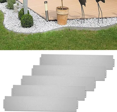 Produktbild von Sessamen-LP Rasenkante Beeteinfassung 15 Stücke 100x15cm , Beetbegrenzung Rasenbleche Mähkante Metall Palisade,15M, Silber