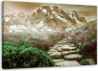 Produktbild von Leinwandbild steinstraße berglandschaft 60x40 cm Feeby beige wandbild bereit zum aufhängen