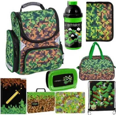 Obrázek produktu pro Goldkids Set XXL 9dílná školní aktovka, brašna, batoh, penál, taška do posilovny, krabička na svačinu, láhev na pití, aktovka, sportovní taška, herní