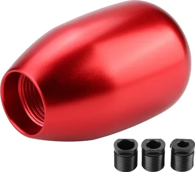 Immagine prodotto di Pomello del cambio per auto, a 5 marce, con leva del cambio e 3 adattatori da 8/10/12 mm (rosso)