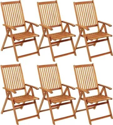 Image de vidaXL Chaises de jardin pliantes 6 pcs. avec coussins en bois massif d'acacia