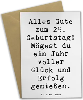 Produktbild von Mr. & Mrs. Panda Grußkarte Spruch 29. Geburtstag - Weiß - Geschenk, weihnachtskarten, Erfolge, Klappkarte, handgemachte Geschenke, Vorfreude, feiern, einladungskarten