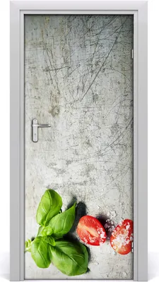Produktbild von Tulup Türaufkleber 85x205 cm Dekorative Aufkleber Selbstklebend Wasserdichte Tapete Abnehmbar Schlafzimmer Wohnzimmer Wohnkultur - Tomaten und Basilikum