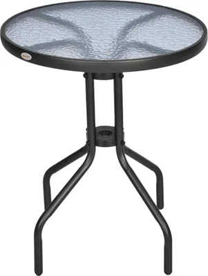 Obrázek produktu pro Fortuna Lai zahradní stůl kulatý balkonový stůl Ø60xH70cm z kovu s bezpečnostním sklem, ideální pro zahradu a balkon