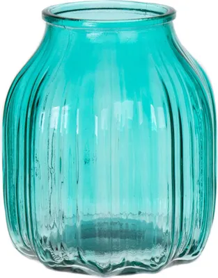 Produktbild von INNA-Glas Kleine Blumenvase Amory aus Glas, türkis-klar, 16 cm, Ø 13,8 cm - Farbige Vase