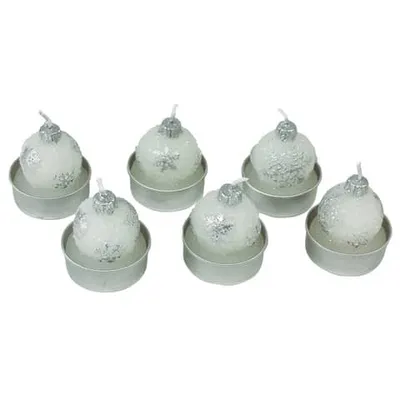 Produktbild von PBS N23052-4010 Teelichter Weihnachten "Kugel" - weiß, 6 Stück