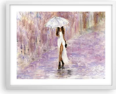 Produktbild von Gerahmtes Poster - Weißer Rahmen - Frau Regenschirm - 50x40 cm - Wand Bild - Wanddeko - Wandbilder - Kunstposter - Wandposter - Bilderrahmen - Bilder - Kunstdruck - Wandbild - P2WAA50x40-3822