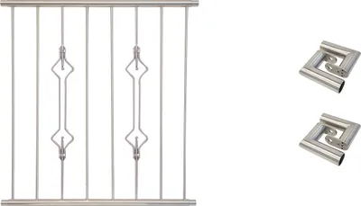 Produktbild von Fenstergitter Prag in Edelstahl, vormontiert - Breite: 96 - 108 cm, Höhe: 100 cm