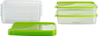 Produktbild von Rechteckige Vorratsdose - Gefrierdose - Set von 6 - Grün - 28 x 18 x 6,5 cm